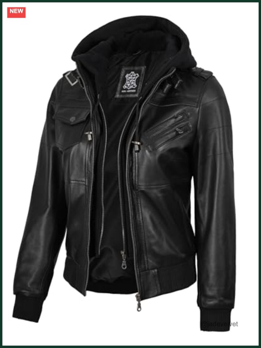 Genuine Lambskin Leather Bomber Jacket Women Hooded Removable Hood